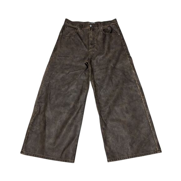 Free People Misha Faux Leather Wide Barrel Pants We The Free Brown Womens 31 - Picture 2 of 5